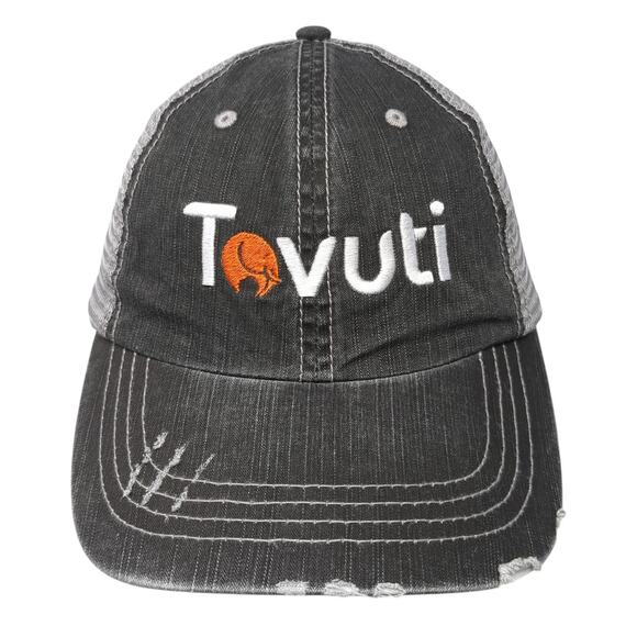 Tovuti Strapback Trucker Hat Gray One Size Adjustable Embroidered Distressed Ha - Picture 1 of 9